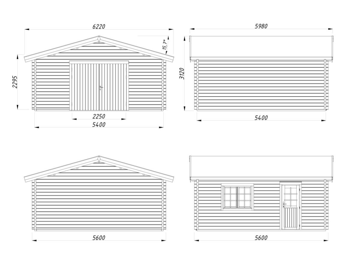 Garāža Rodžers 27.7 m² ar koka vārtiem