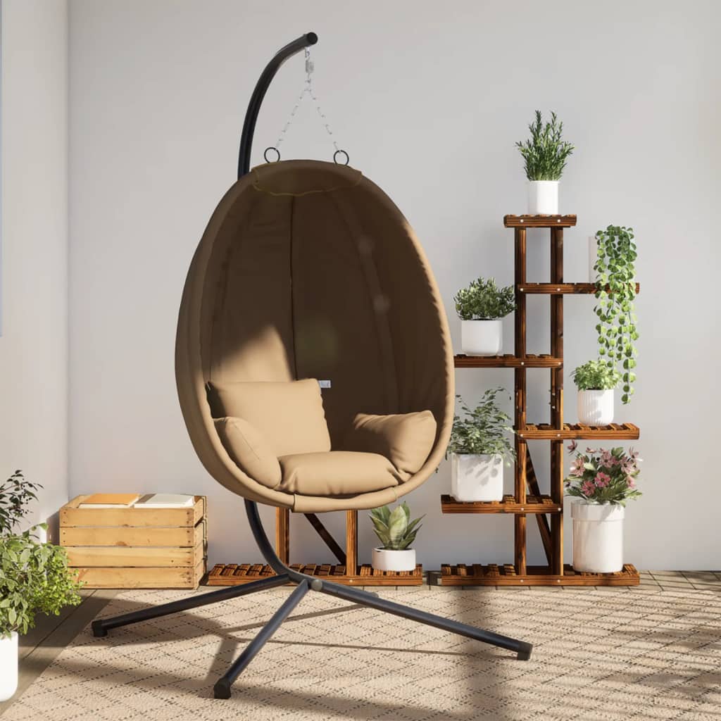 Iekarams Krēsls Ar Statīvu, Bēšs, Olas Forma, Audums, Tērauds - HOLDORS