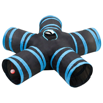 Kaķu Tunelis, 3 Ejas, Melns Un Zils, 90 Cm, Poliesters - HOLDORS