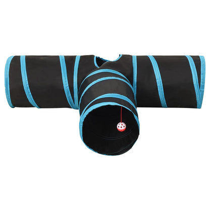 Kaķu Tunelis, 3 Ejas, Melns Un Zils, 90 Cm, Poliesters - HOLDORS