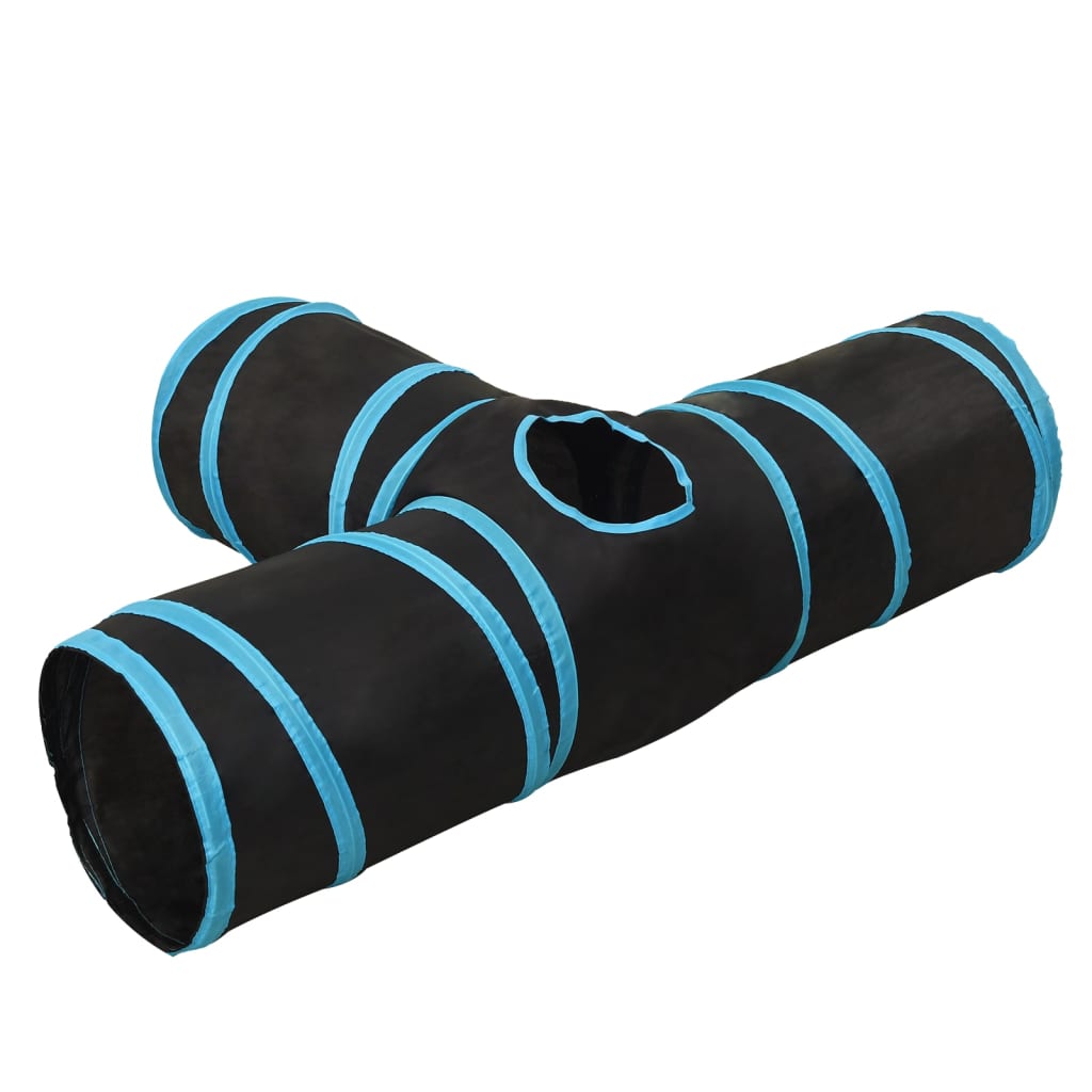 Kaķu Tunelis, 3 Ejas, Melns Un Zils, 90 Cm, Poliesters - HOLDORS