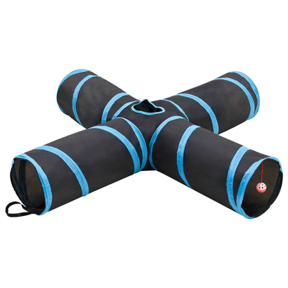 Kaķu Tunelis, 3 Ejas, Melns Un Zils, 90 Cm, Poliesters - HOLDORS