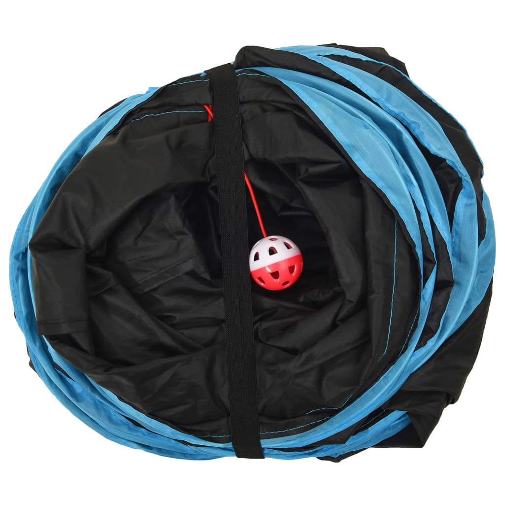 Kaķu Tunelis, 3 Ejas, Melns Un Zils, 90 Cm, Poliesters - HOLDORS