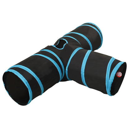 Kaķu Tunelis, 3 Ejas, Melns Un Zils, 90 Cm, Poliesters - HOLDORS