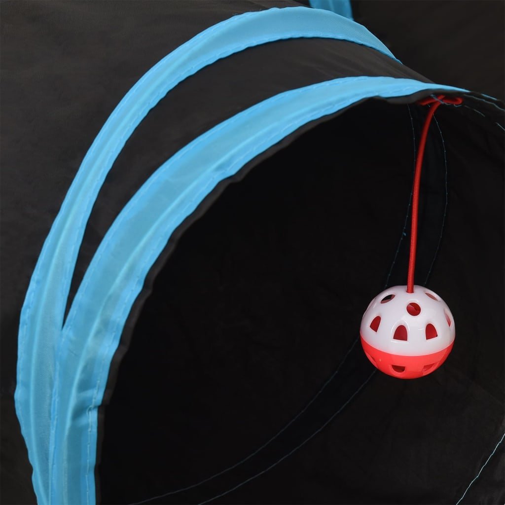 Kaķu Tunelis, 3 Ejas, Melns Un Zils, 90 Cm, Poliesters - HOLDORS