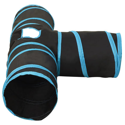 Kaķu Tunelis, 3 Ejas, Melns Un Zils, 90 Cm, Poliesters - HOLDORS