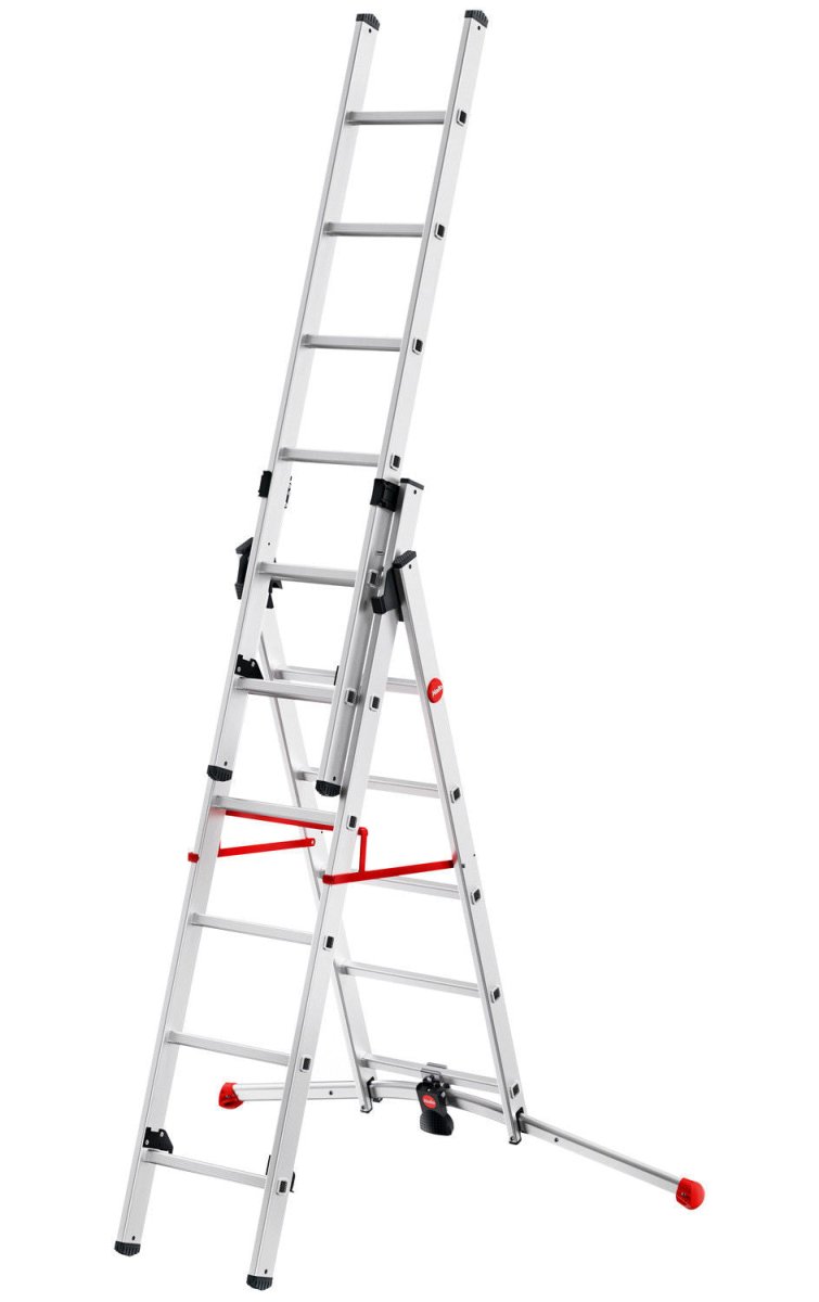 Kāpnes kombinējamās S100 Hailo ProfiLOT / alumīnija / 2x6+1x5 pakāpieni - HOLDORS