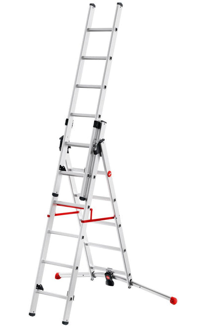 Kāpnes kombinējamās S100 Hailo ProfiLOT / alumīnija / 2x6+1x5 pakāpieni - HOLDORS