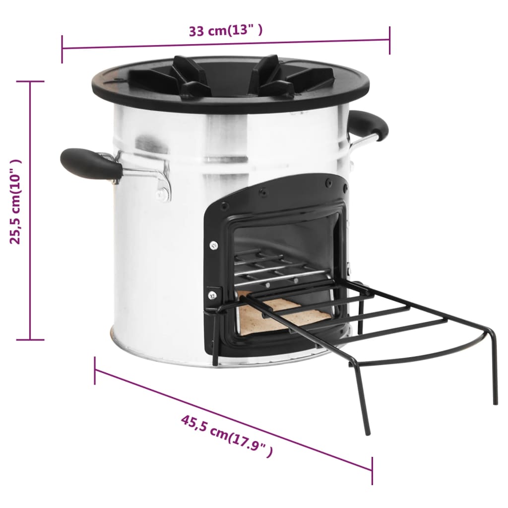 Kempinga Malkas Plīts, Sudraba Krāsā, 45,5X33X25,5 Cm, Tērauds - HOLDORS