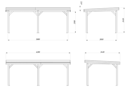 Koka dārza lapene Liene 16.6 m2 - HOLDORS