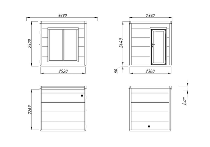 Koka dārza sauna Greisa 5.3 m2 - HOLDORS