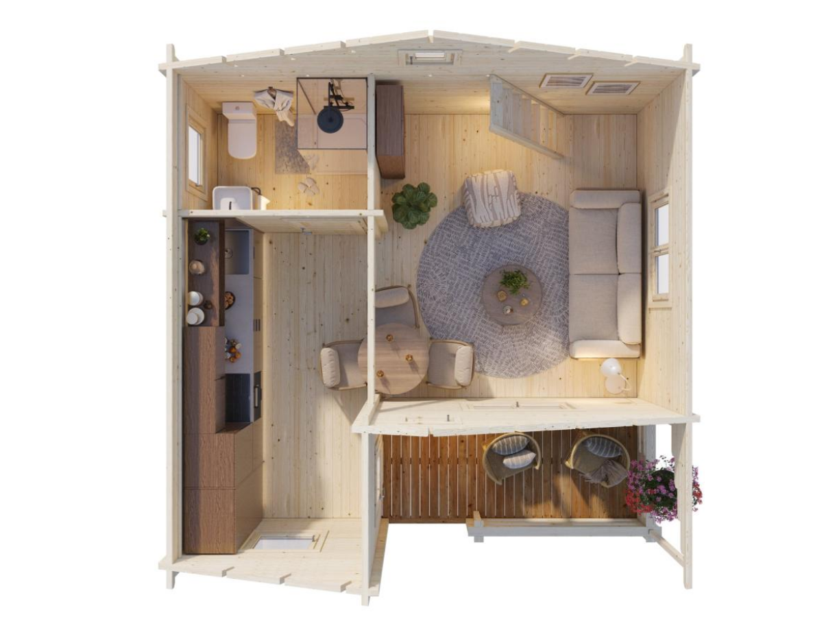 Koka māja Emīlija 40.1 + 5.2 m²