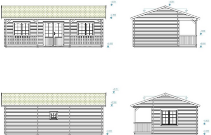Koka māja Sandra 25.6 + 11.1 m²