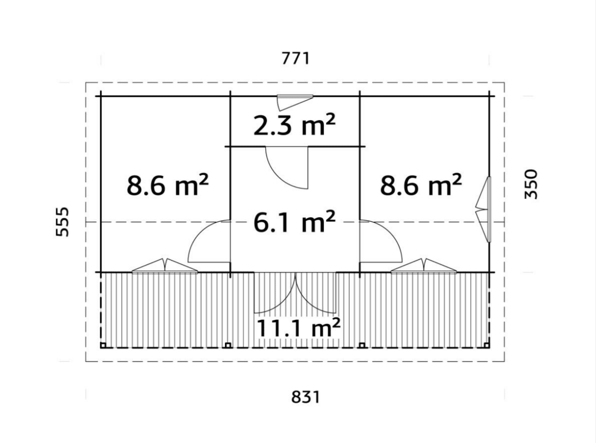 Koka māja Sandra 25.6 + 11.1 m² - HOLDORS