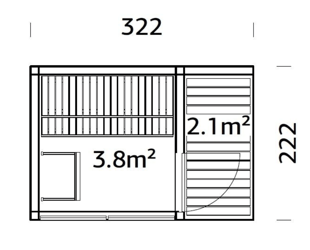 Koka Pirts Sauna Sāra 3.8 + 2.1 m2 - HOLDORS