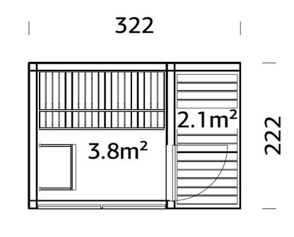 Koka Pirts Sauna Sāra 3.8 + 2.1 m2 - HOLDORS