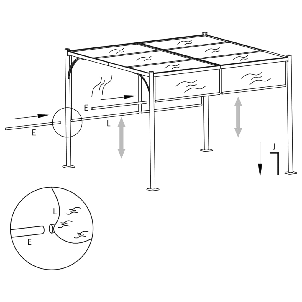Nojume Ar Regulējamu Jumtu, Krēmkrāsa, 3X3 M, Tērauds - HOLDORS