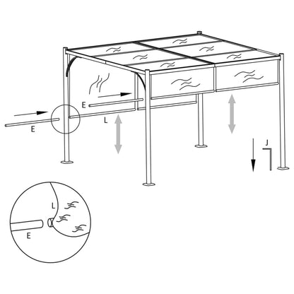 Nojume Ar Regulējamu Jumtu, Krēmkrāsa, 3X3 M, Tērauds - HOLDORS