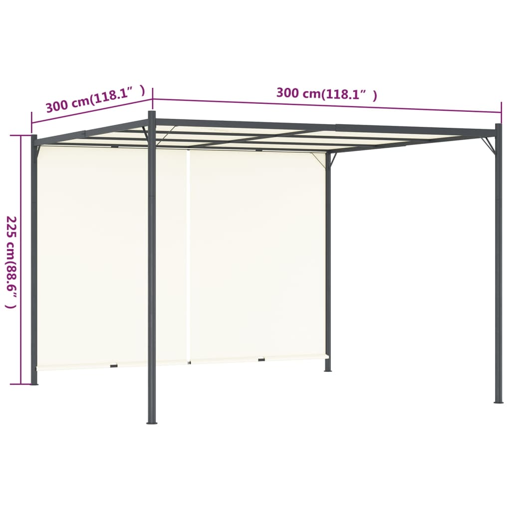 Nojume Ar Regulējamu Jumtu, Krēmkrāsa, 3X3 M, Tērauds - HOLDORS