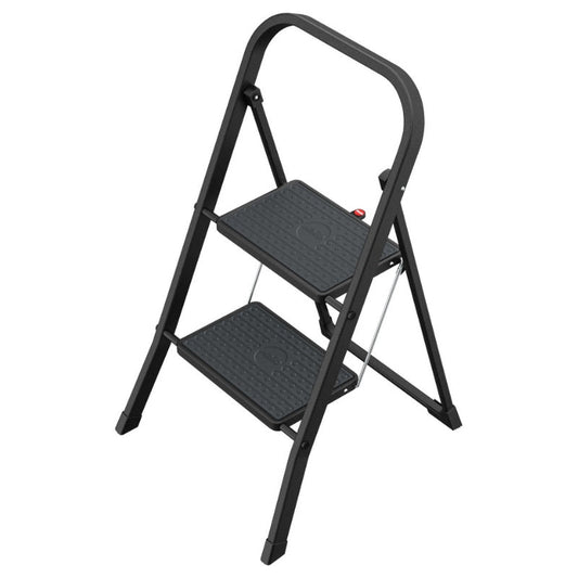 Pakāpienu soliņš salokāms K44 StandardLine / tērauda / 2 pakāpieni, drošības rokturis / melns - HOLDORS