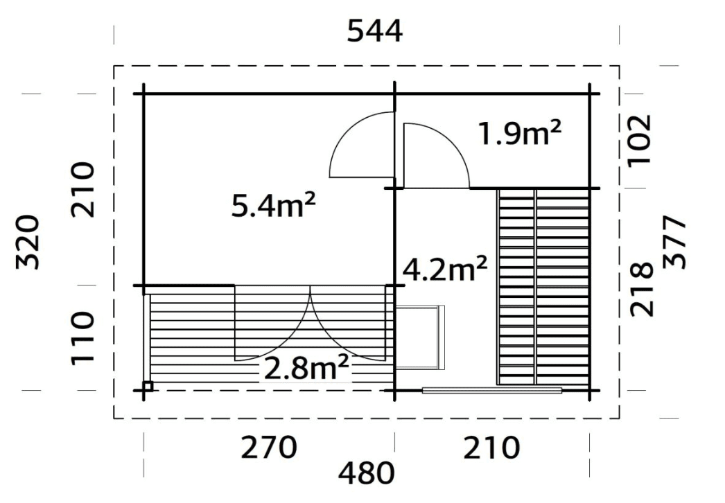 Pirts dārzam Sanija 11.5 m2 no koka - HOLDORS