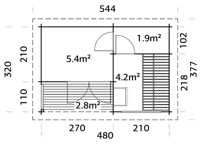 Pirts dārzam Sanija 11.5 m2 no koka - HOLDORS