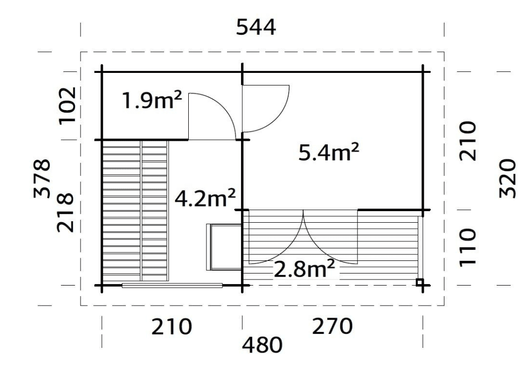 Pirts dārzam Sanija 11.5 m2 no koka - HOLDORS