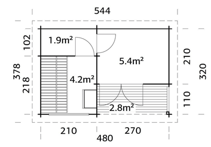 Pirts dārzam Sanija 11.5 m2 no koka - HOLDORS