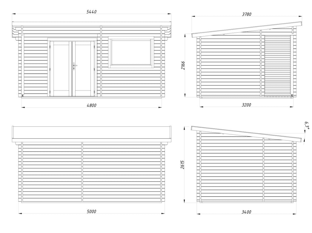 Pirts dārzam Sanija 11.5 m2 no koka - HOLDORS