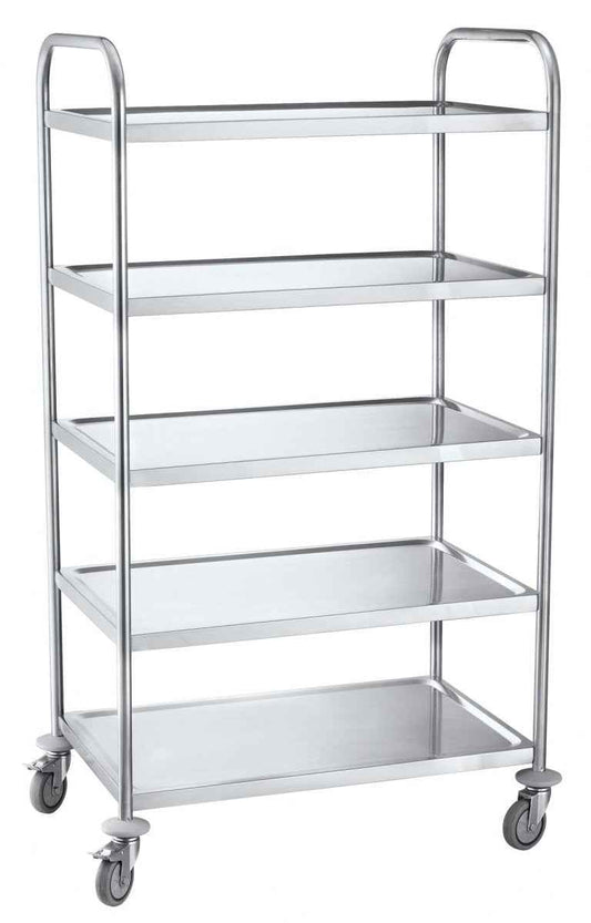 Platform trolley 5 shelf, Stainless