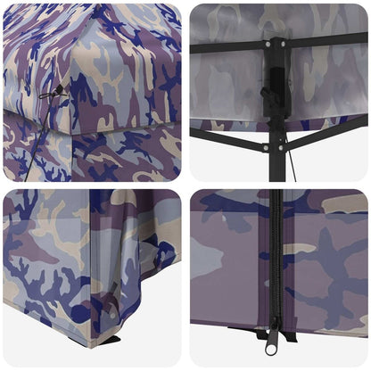 Pop-Up Paviljons Ar 4 Sienām 2,95 X 4,1 M Zila Kamuflāža - HOLDORS
