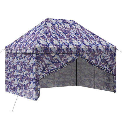 Pop-Up Paviljons Ar 4 Sienām 2,95 X 4,1 M Zila Kamuflāža - HOLDORS
