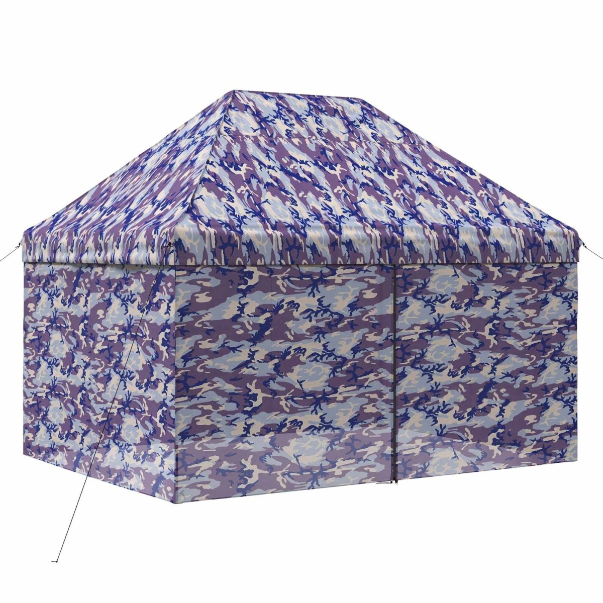 Pop-Up Paviljons Ar 4 Sienām 2,95 X 4,1 M Zila Kamuflāža - HOLDORS