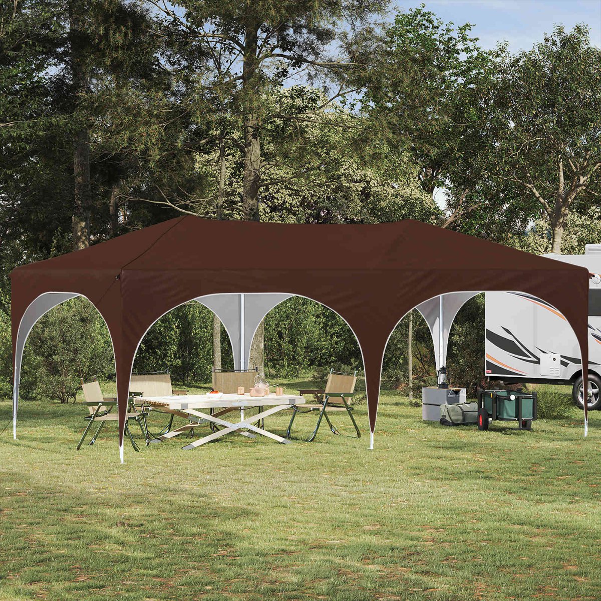 Pop-Up Svinību Teltis 575 X 288 X 245 Cm Oksforda Audums - HOLDORS