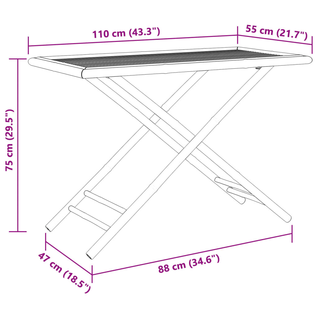 Saliekams Dārza Galds, 110X55X75 Cm, Bambuss - HOLDORS