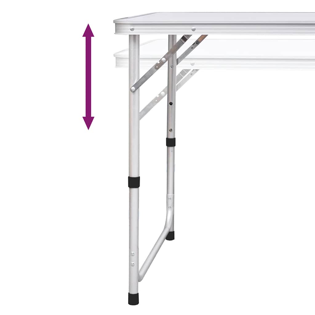 Saliekams Kempinga Galds Un 6 Taburetes, Regulējams Augstums, 180X60Cm - HOLDORS