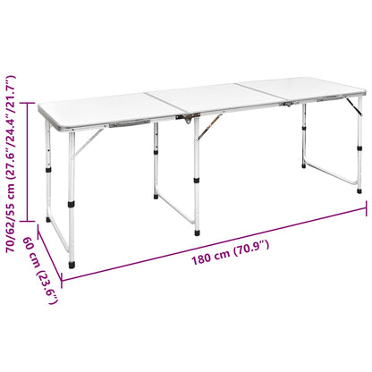 Saliekams Kempinga Galds Un 6 Taburetes, Regulējams Augstums, 180X60Cm - HOLDORS