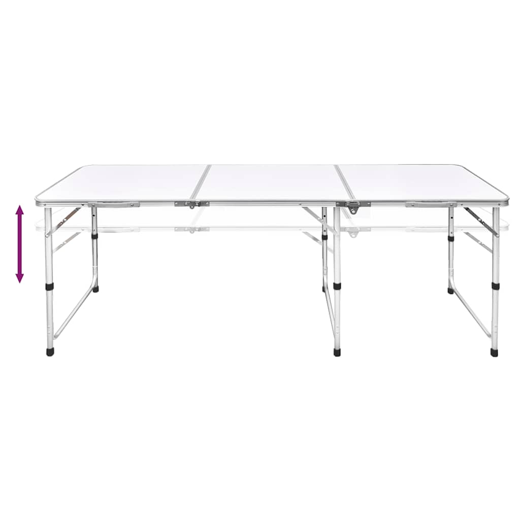 Saliekams Kempinga Galds Un 6 Taburetes, Regulējams Augstums, 180X60Cm - HOLDORS