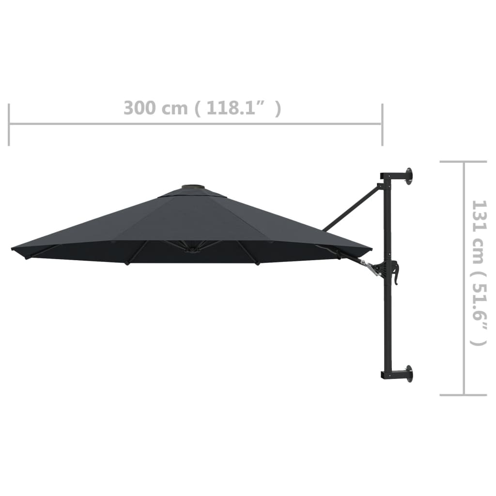 Saulessargs Ar Metāla Kātu, Antracītpelēks, 300 Cm - HOLDORS