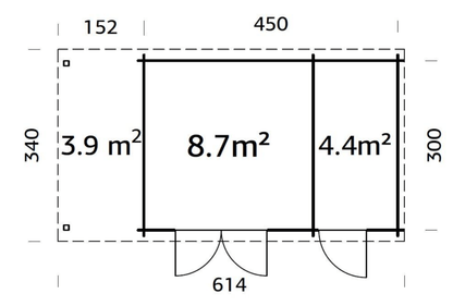 Šķūnis dārzam Elīna 13.1 + 3.9 m² - HOLDORS