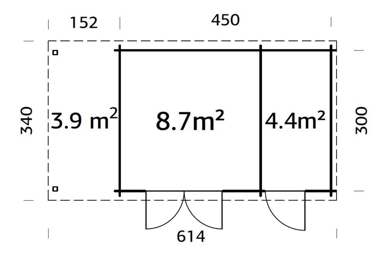 Šķūnis dārzam Elīna 13.1 + 3.9 m²