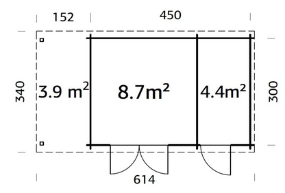 Šķūnis dārzam Elīna 13.1 + 3.9 m²