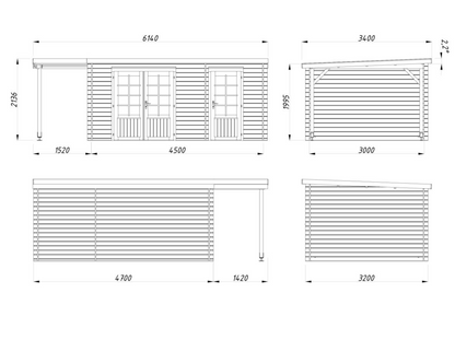 Šķūnis dārzam Elīna 13.1 + 3.9 m²