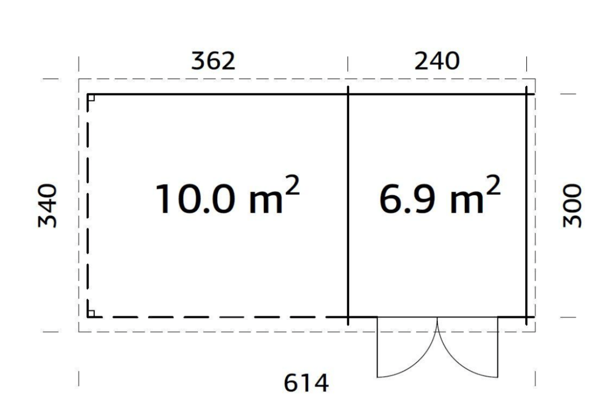 Šķūnis dārzam Elīna 6.9 + 10.0 m² - HOLDORS