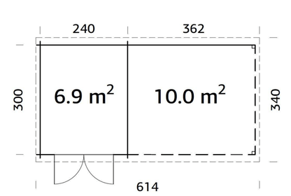 Šķūnis dārzam Elīna 6.9 + 10.0 m² - HOLDORS
