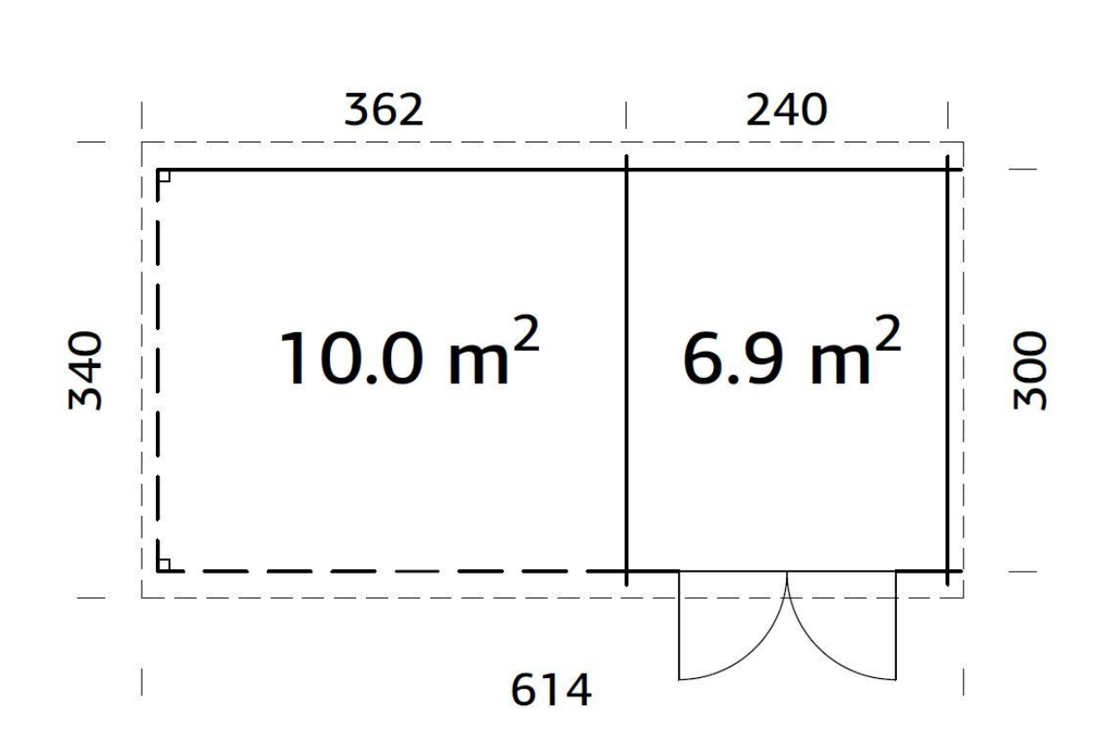 Šķūnis dārzam Elīna 6.9 + 10.0 m²