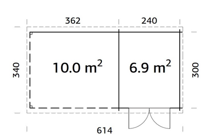 Šķūnis dārzam Elīna 6.9 + 10.0 m²