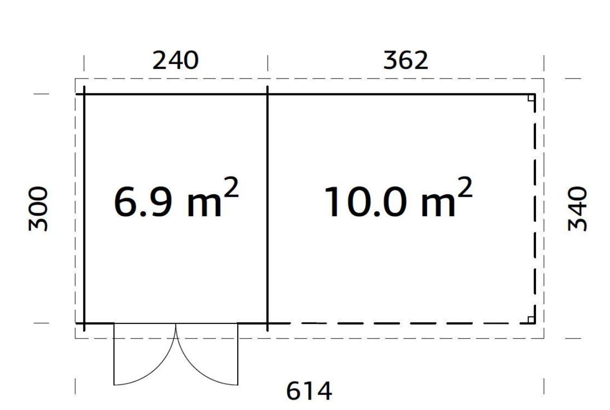 Šķūnis dārzam Elīna 6.9 + 10.0 m²