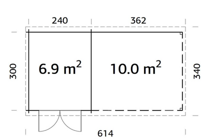 Šķūnis dārzam Elīna 6.9 + 10.0 m²