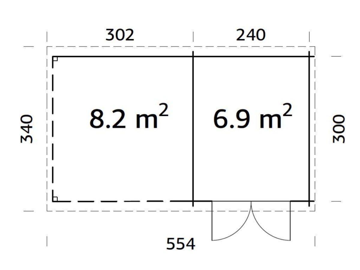 Šķūnis dārzam Elīna 6.9 + 8.2 m² - HOLDORS